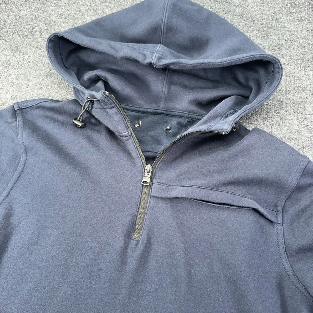 Banana Republic Mens Navy Blue Quarter Zip Hoodie Sweatshirt Large Cotton Blend